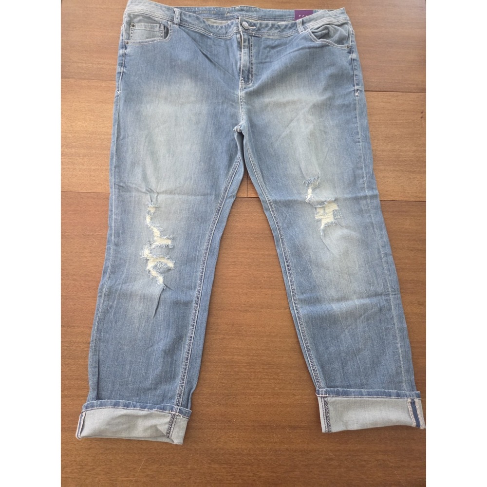 Lane Bryant Straight Leg Fit Distressed Jeans Women's 28 Comfort Stretch